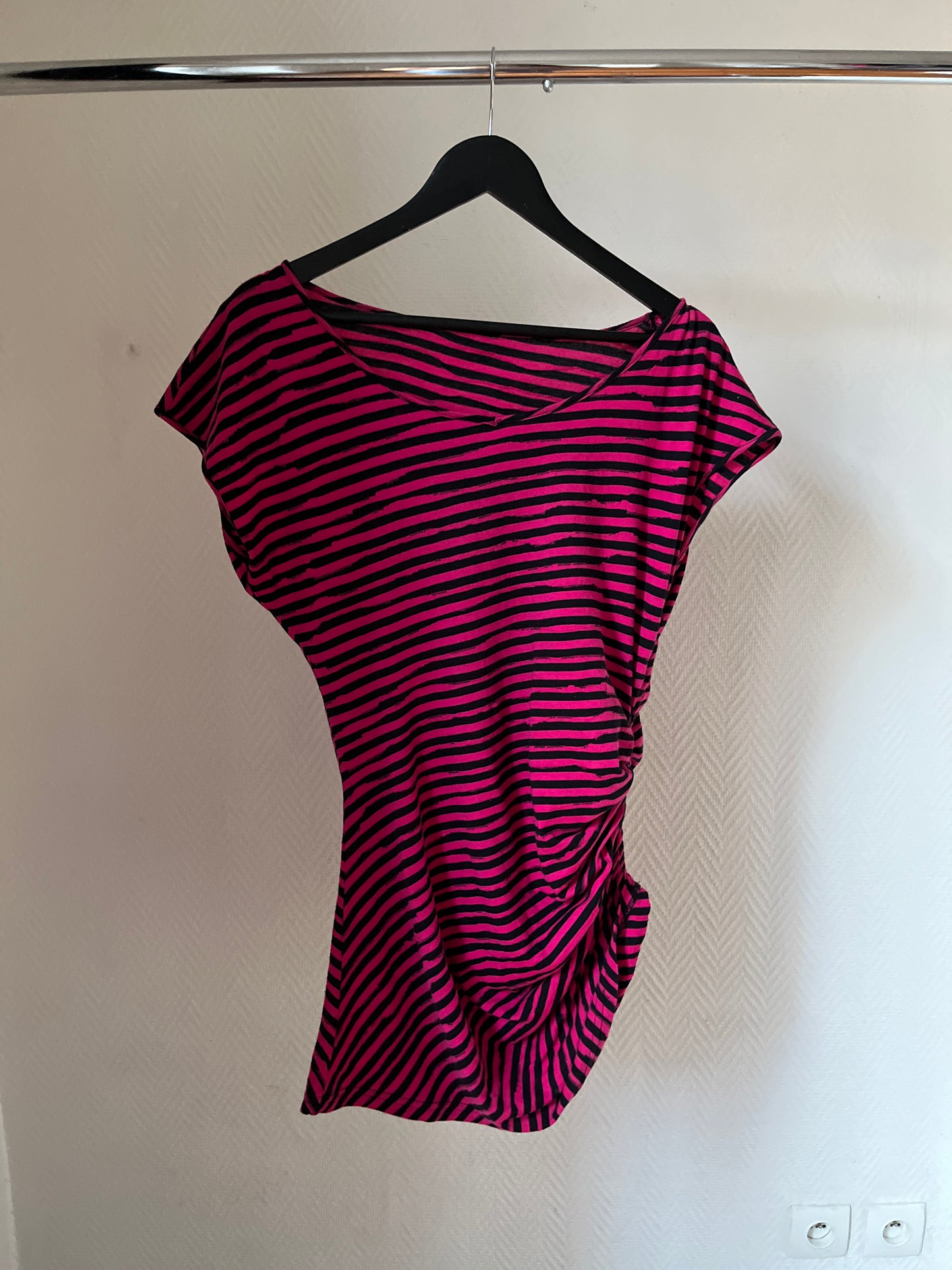 Vintage asymmetrical striped top