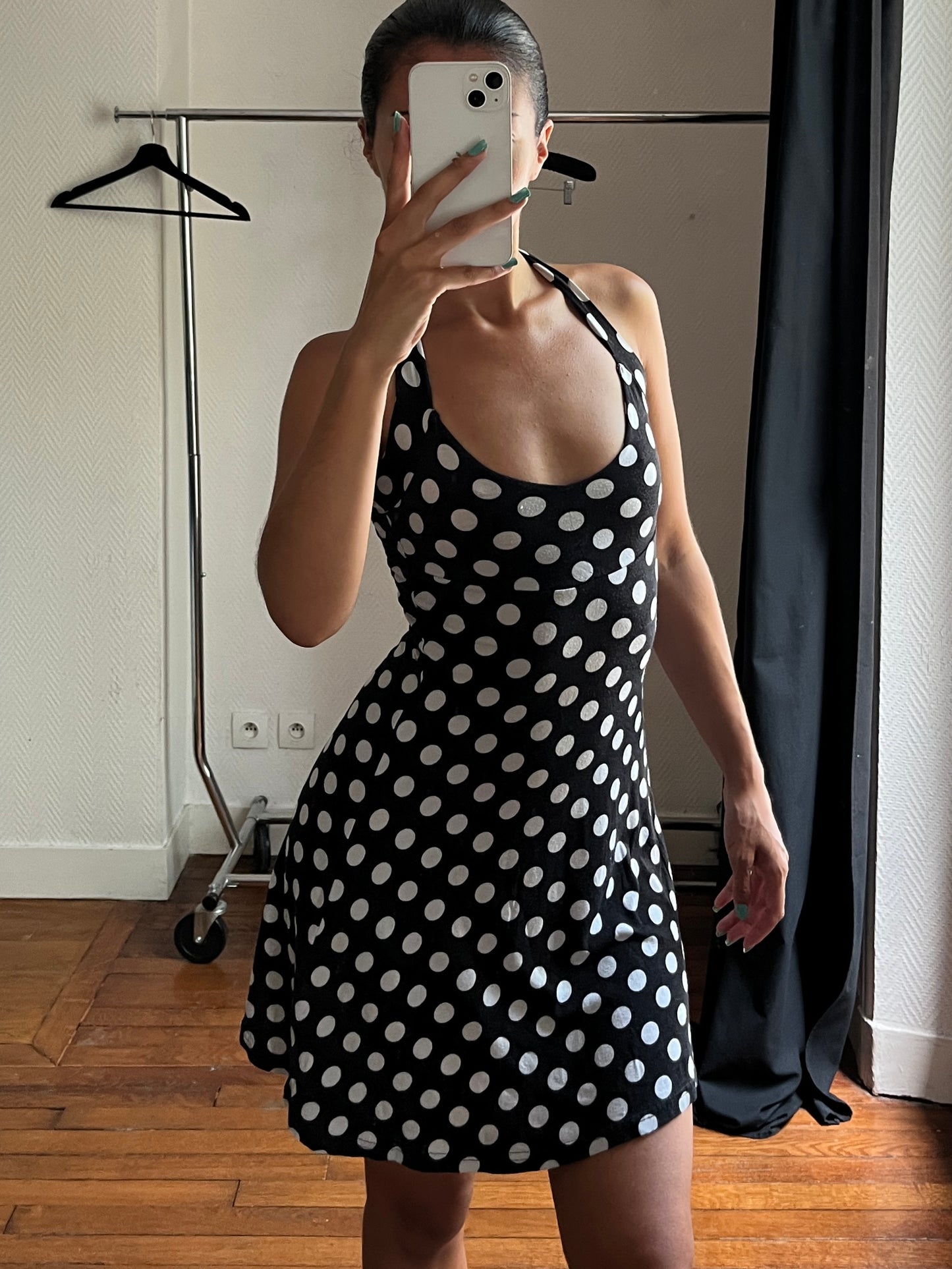 Vintage polka dot halter summer dress