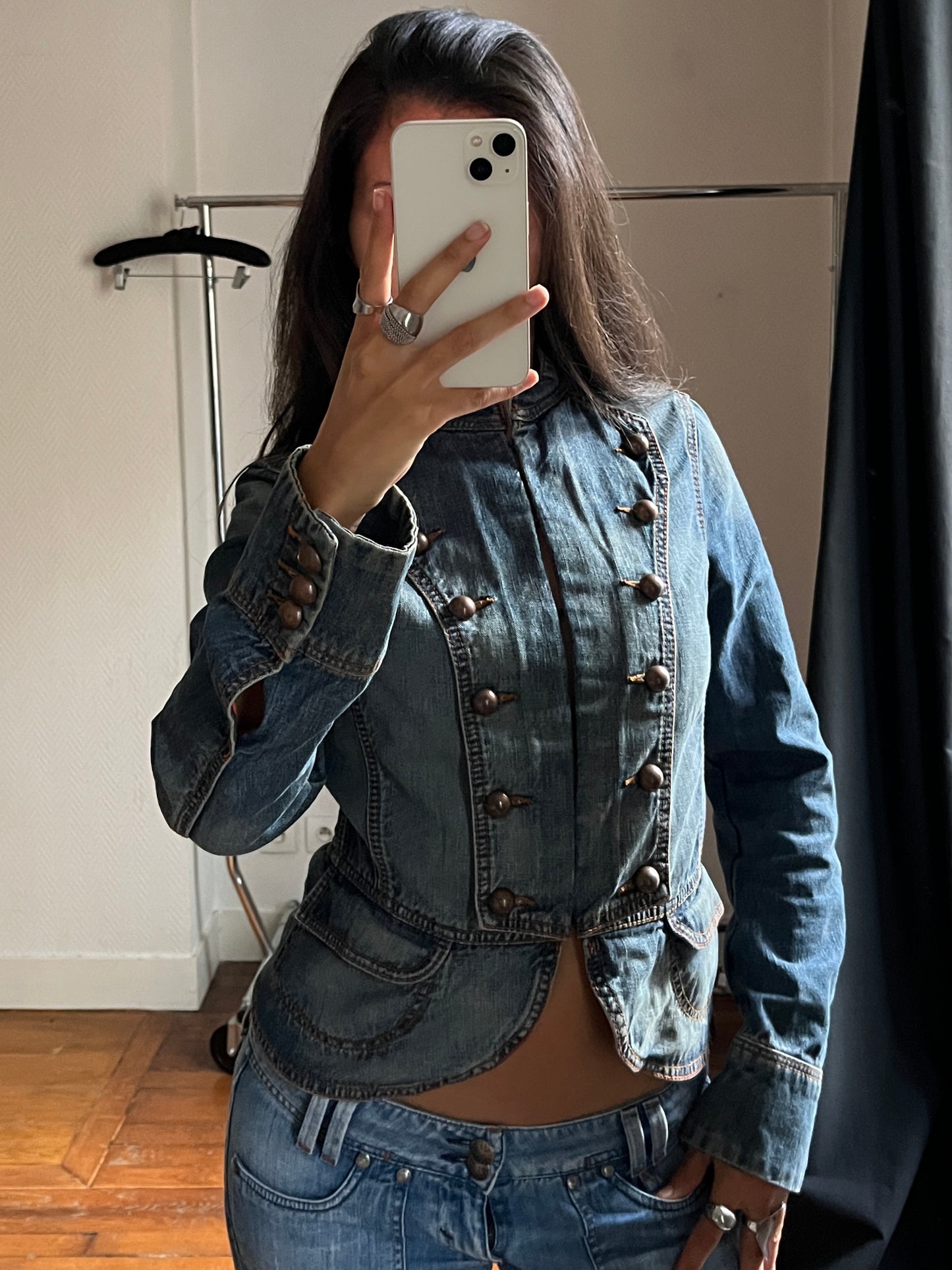 Vintage denim officer jacket
