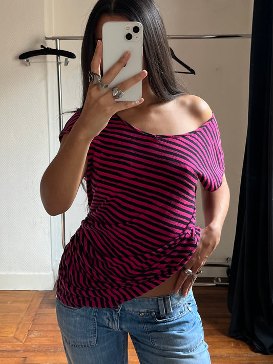 Vintage asymmetrical striped top