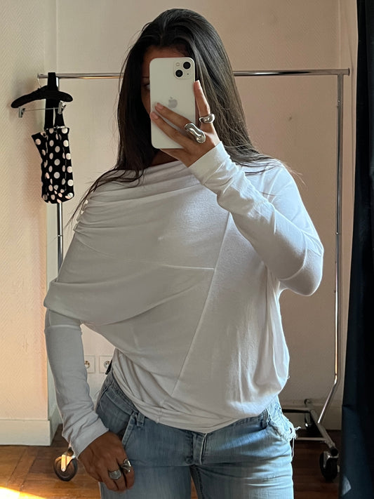Vintage white draped top