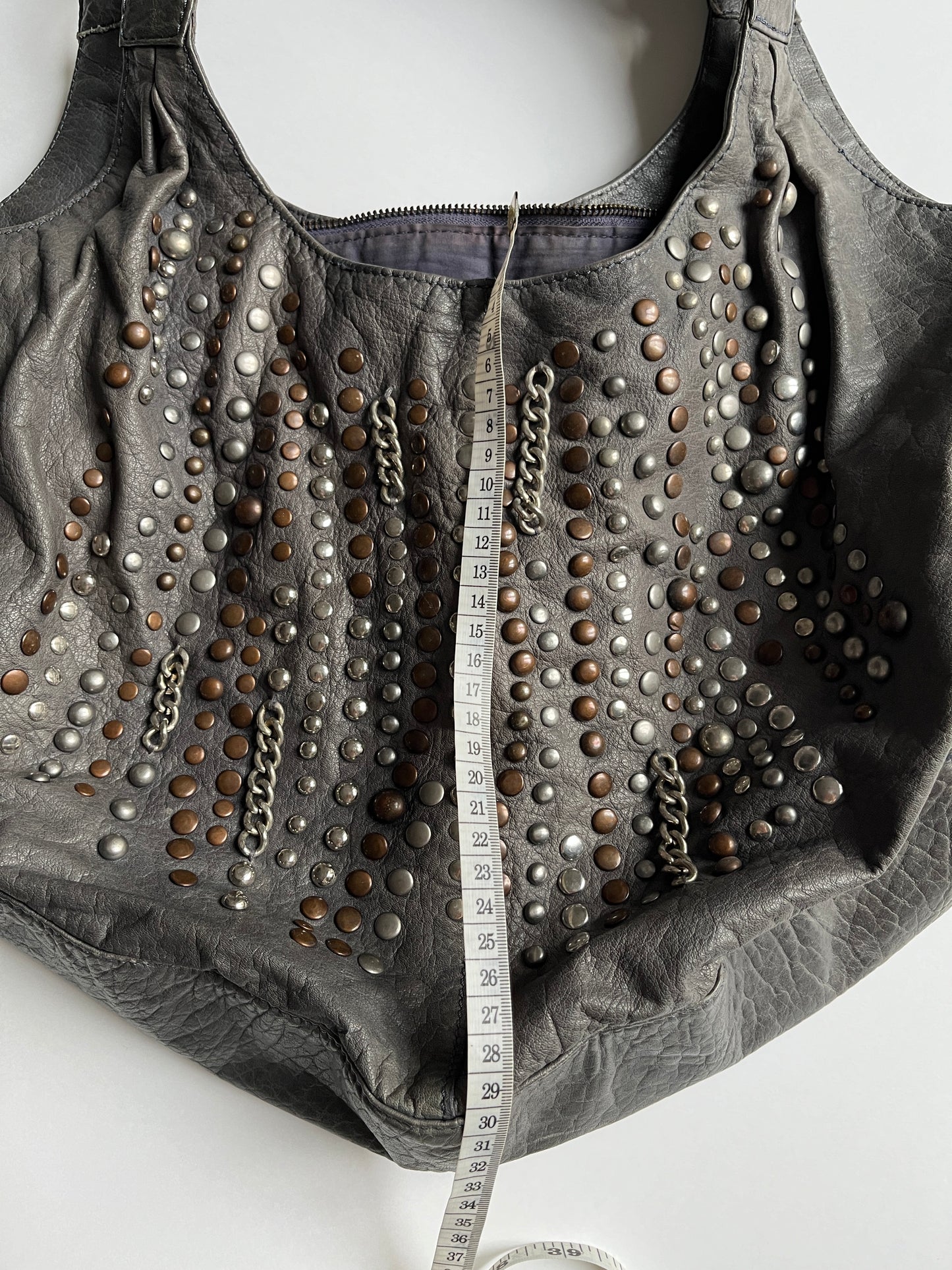 Vintage leather studded bag