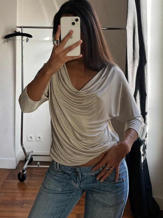 Vintage beige draped top
