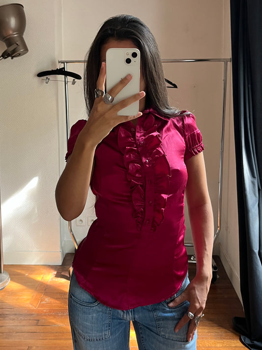 Vintage pink ruffled shirt
