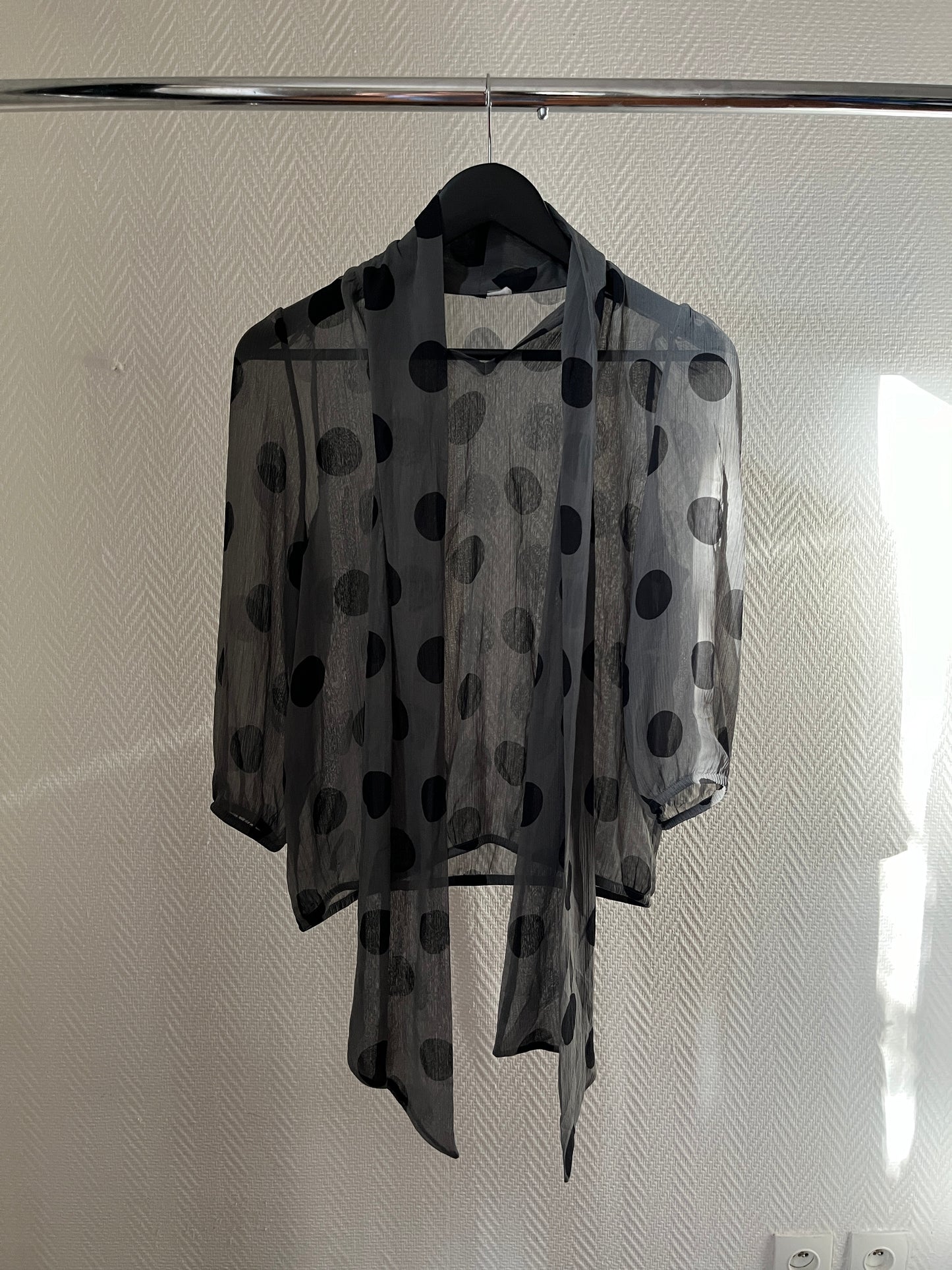 Vintage polka dot see-through blouse