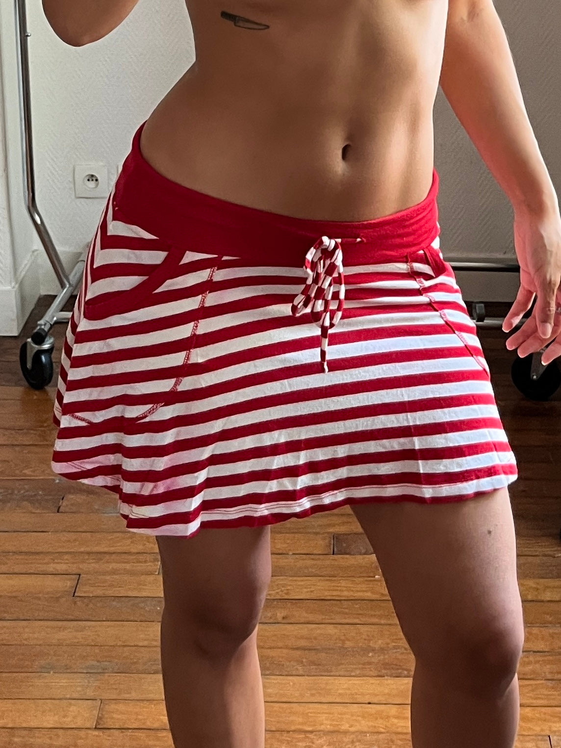 Vintage striped white and red skirt
