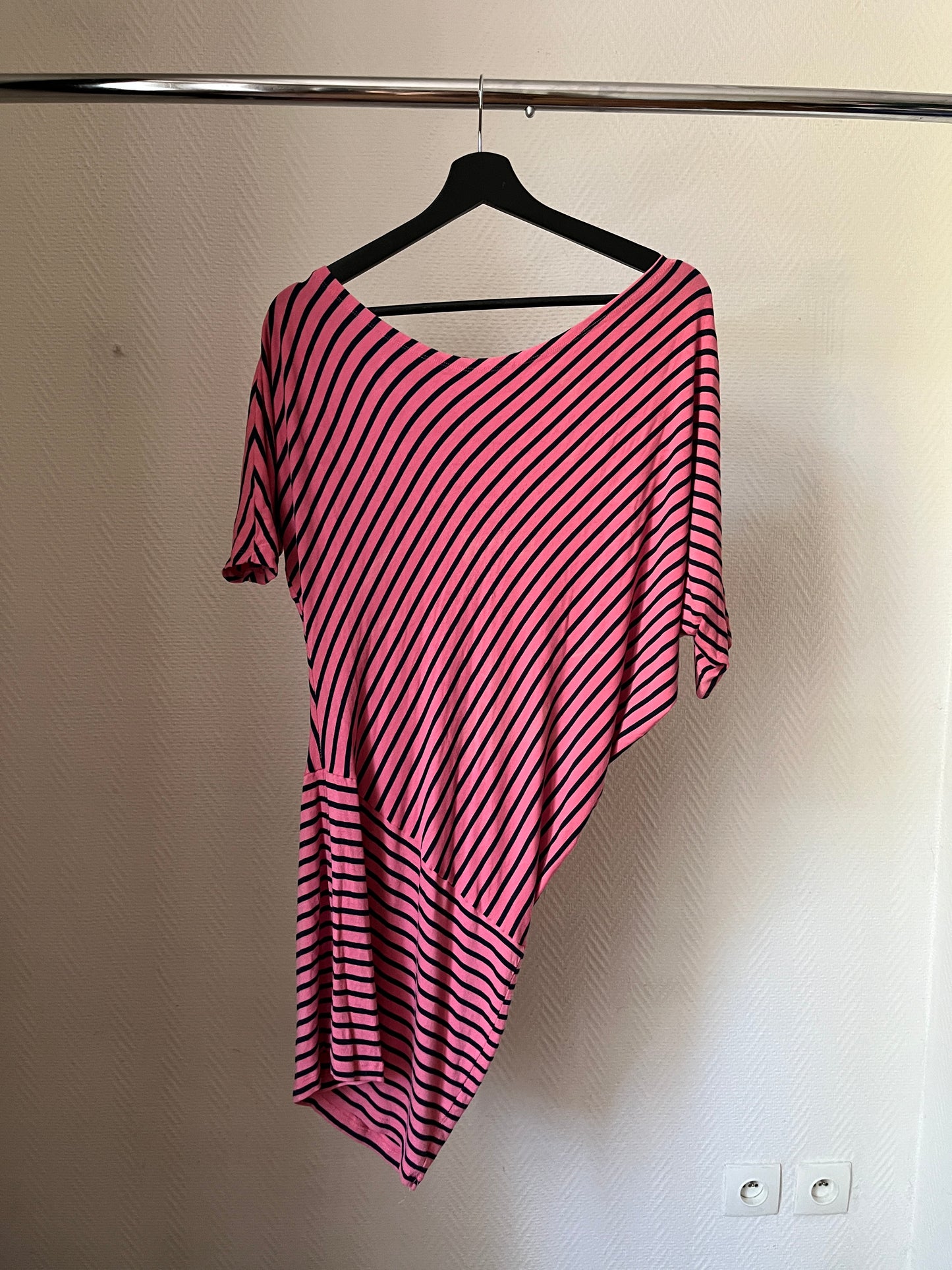 Vintage striped asymmetrical dress