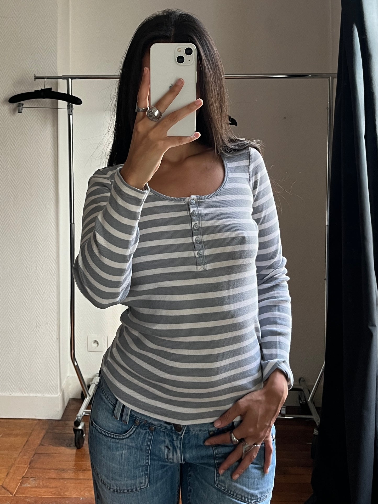 Vintage striped buttoned top