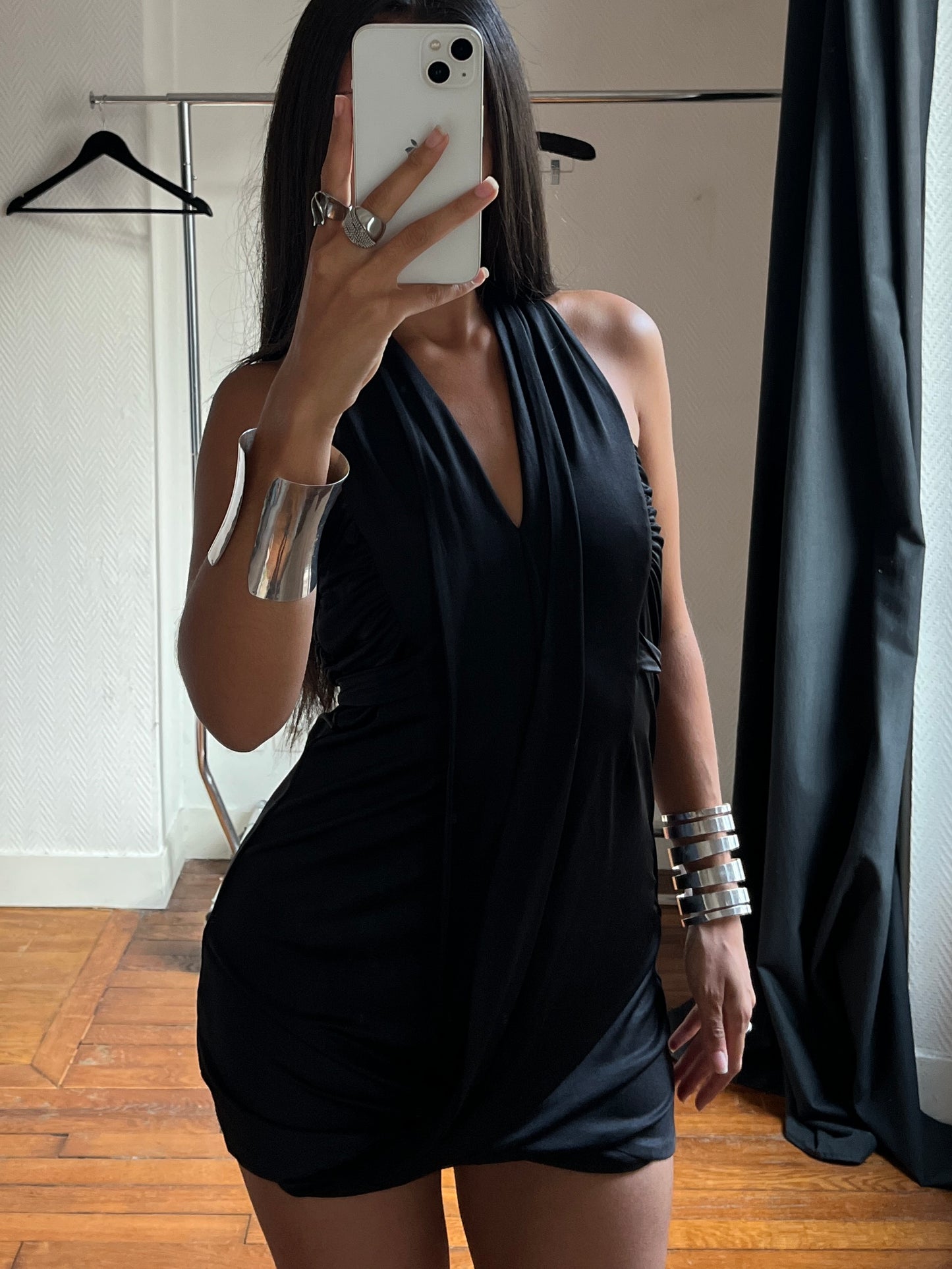 Vintage halter party draped dress