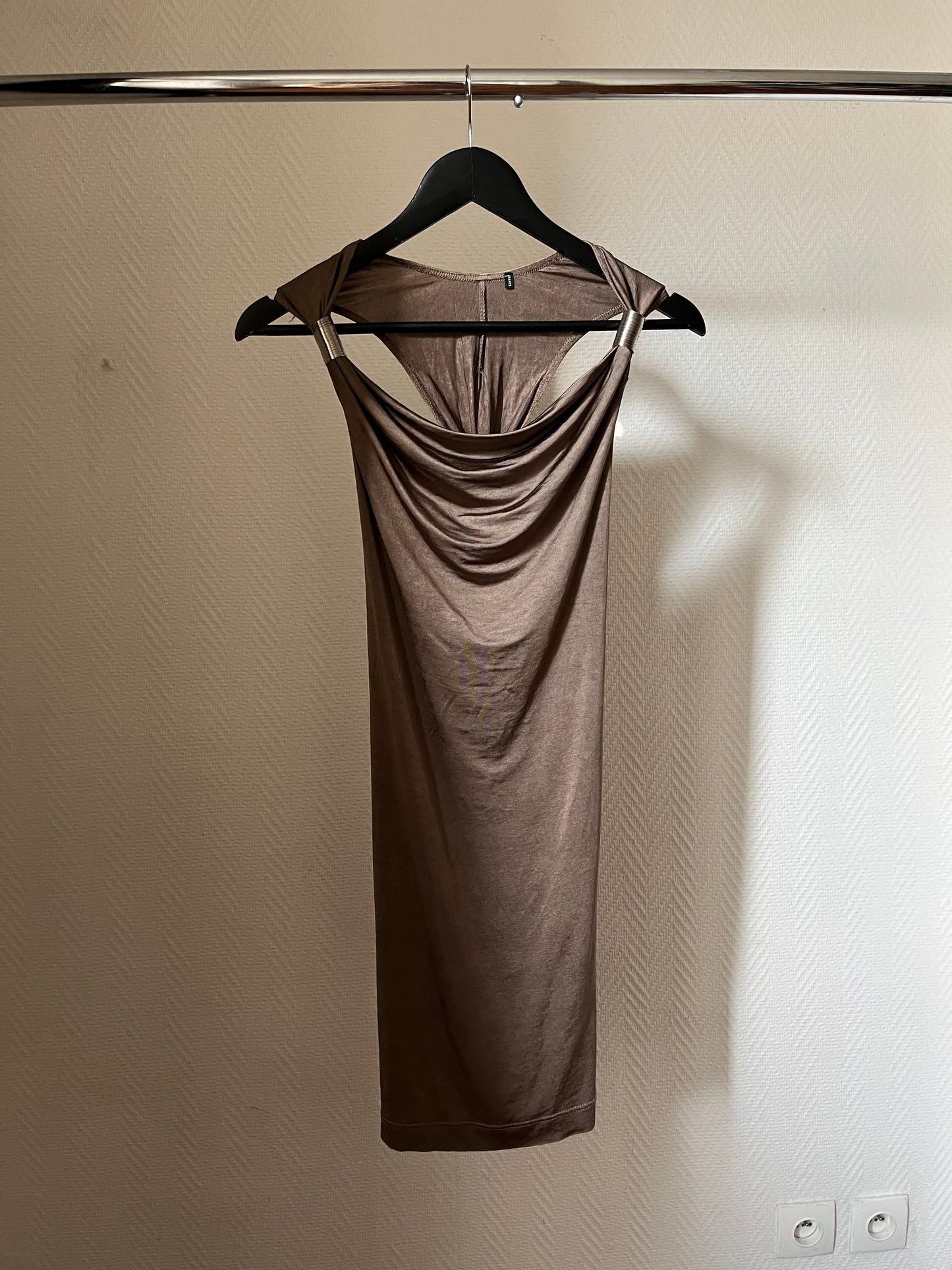 Vintage brown draped party dress