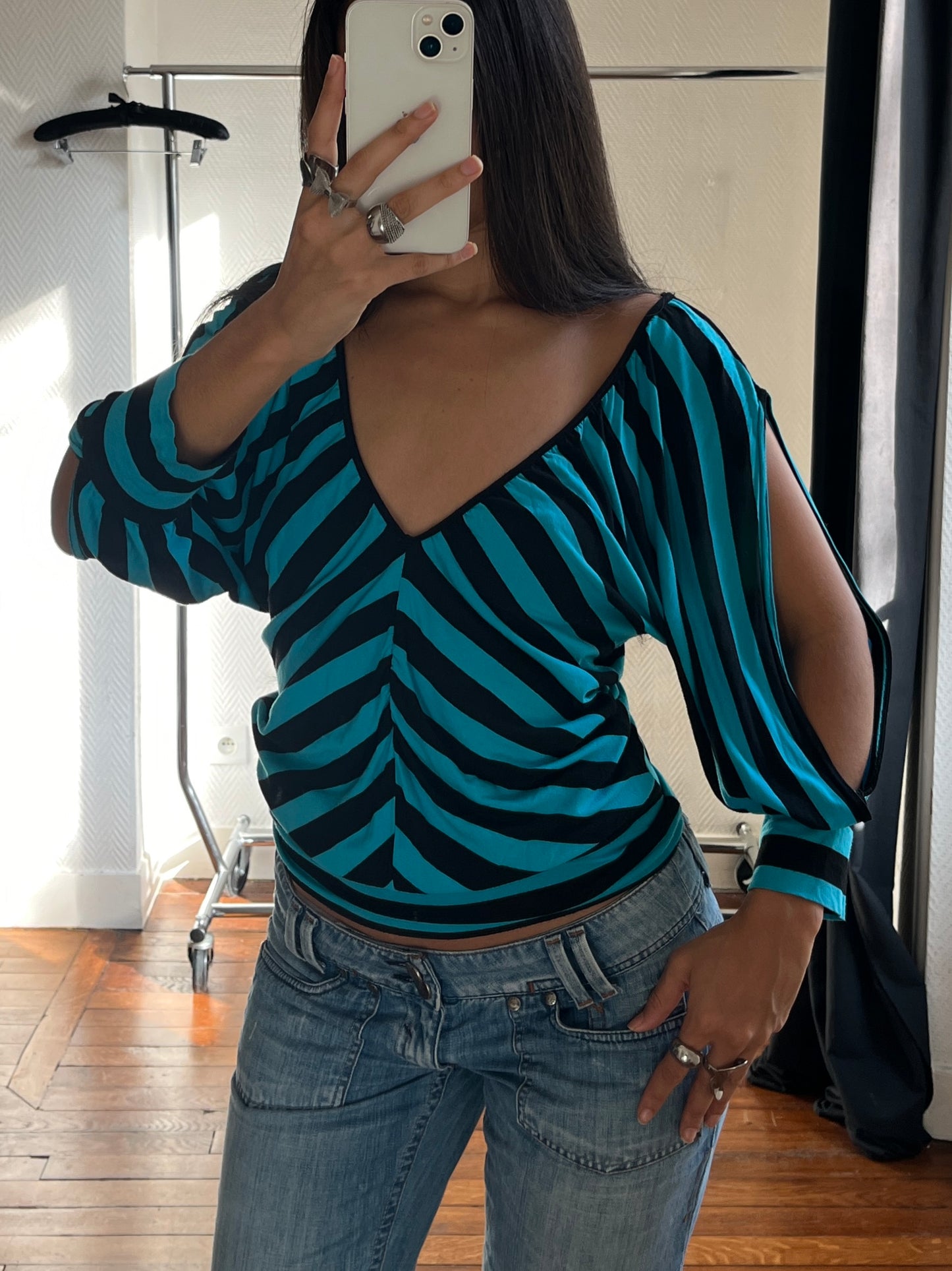 Vintage striped draped top