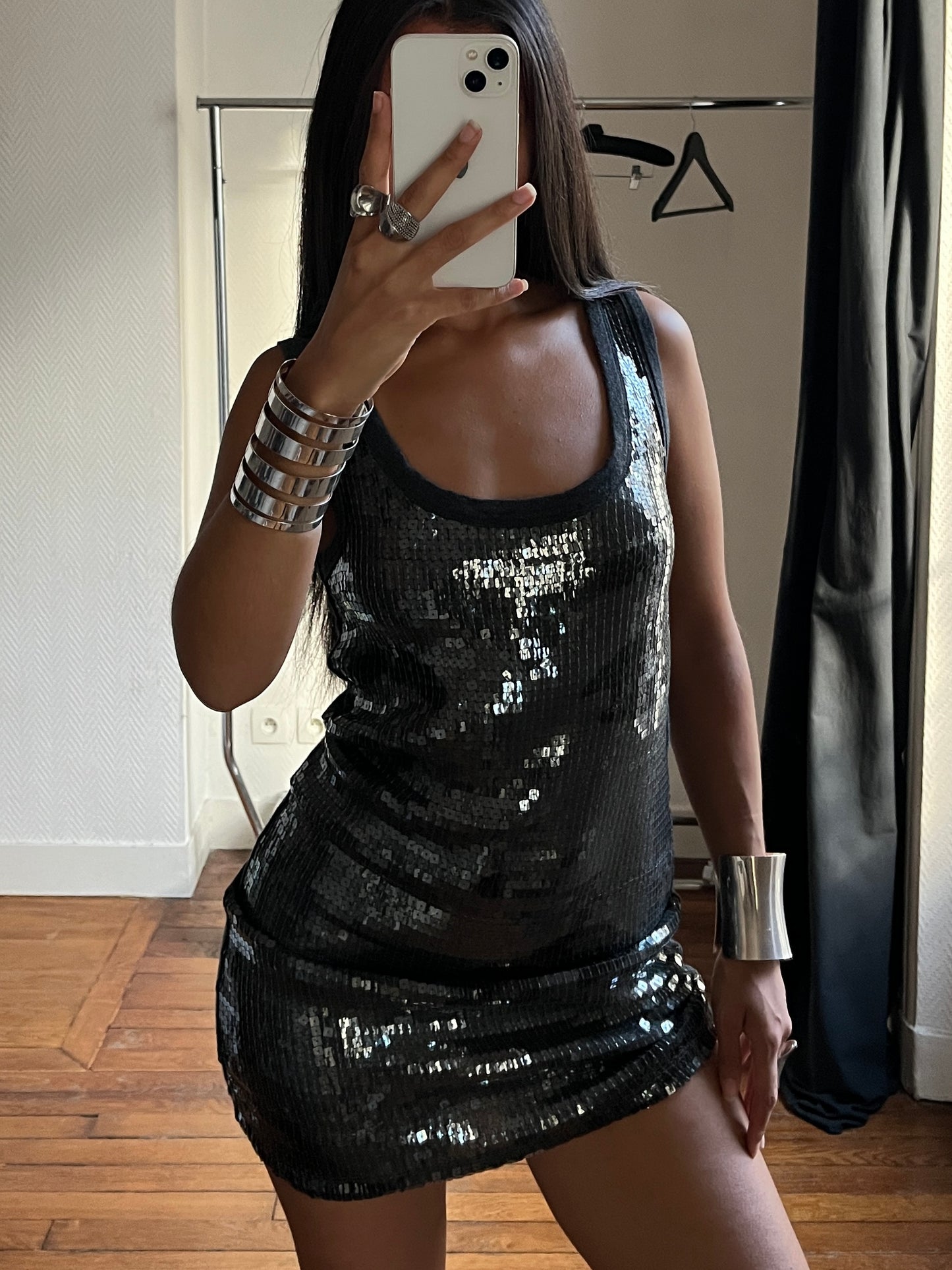 Vintage sequins face dress