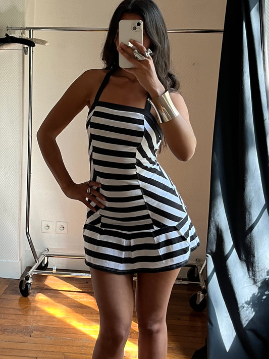 Vintage halter striped dress