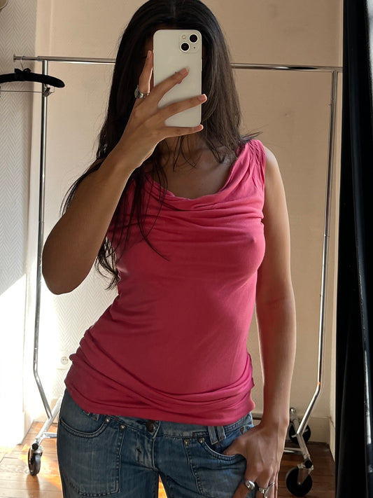 Vintage coral draped top