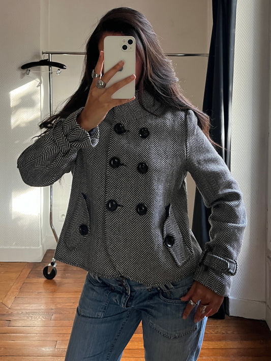 Vintage grey tweed trench coat