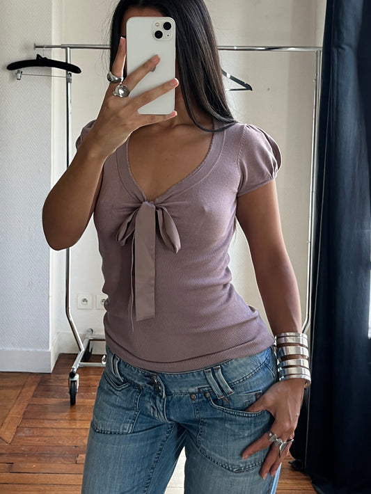 Vintage bow tie knitted top