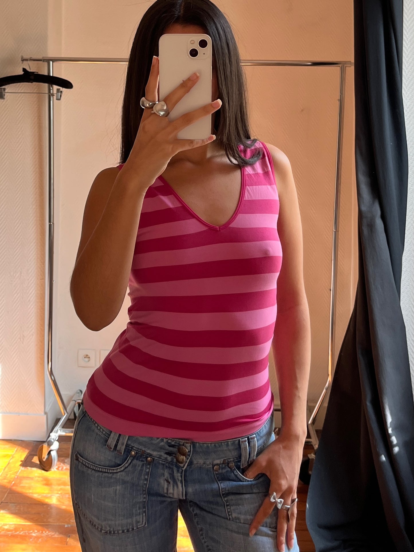 Vintage pink striped tank top