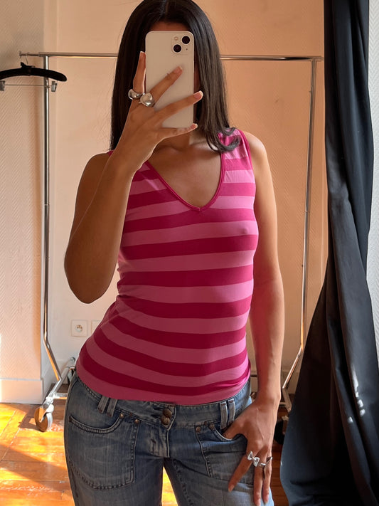 Vintage pink striped tank top