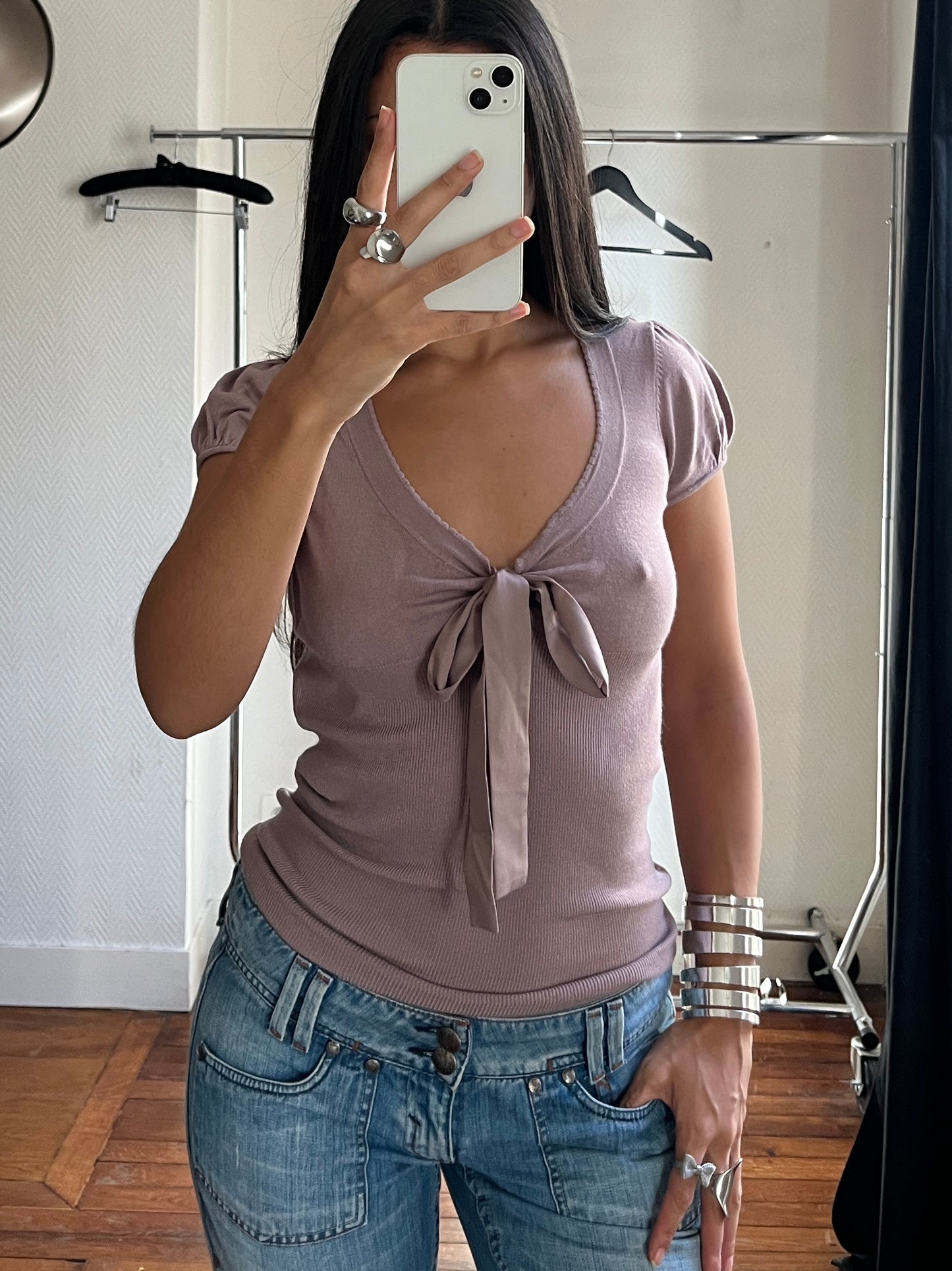 Vintage bow tie knitted top