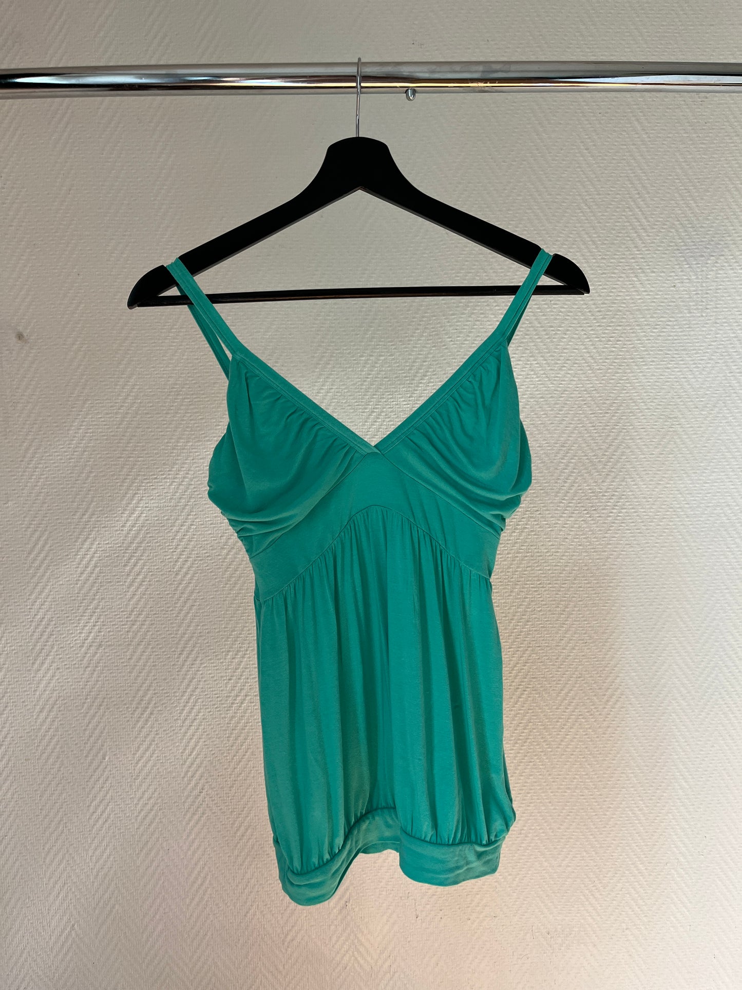 Vintage turquoise green draped cami top
