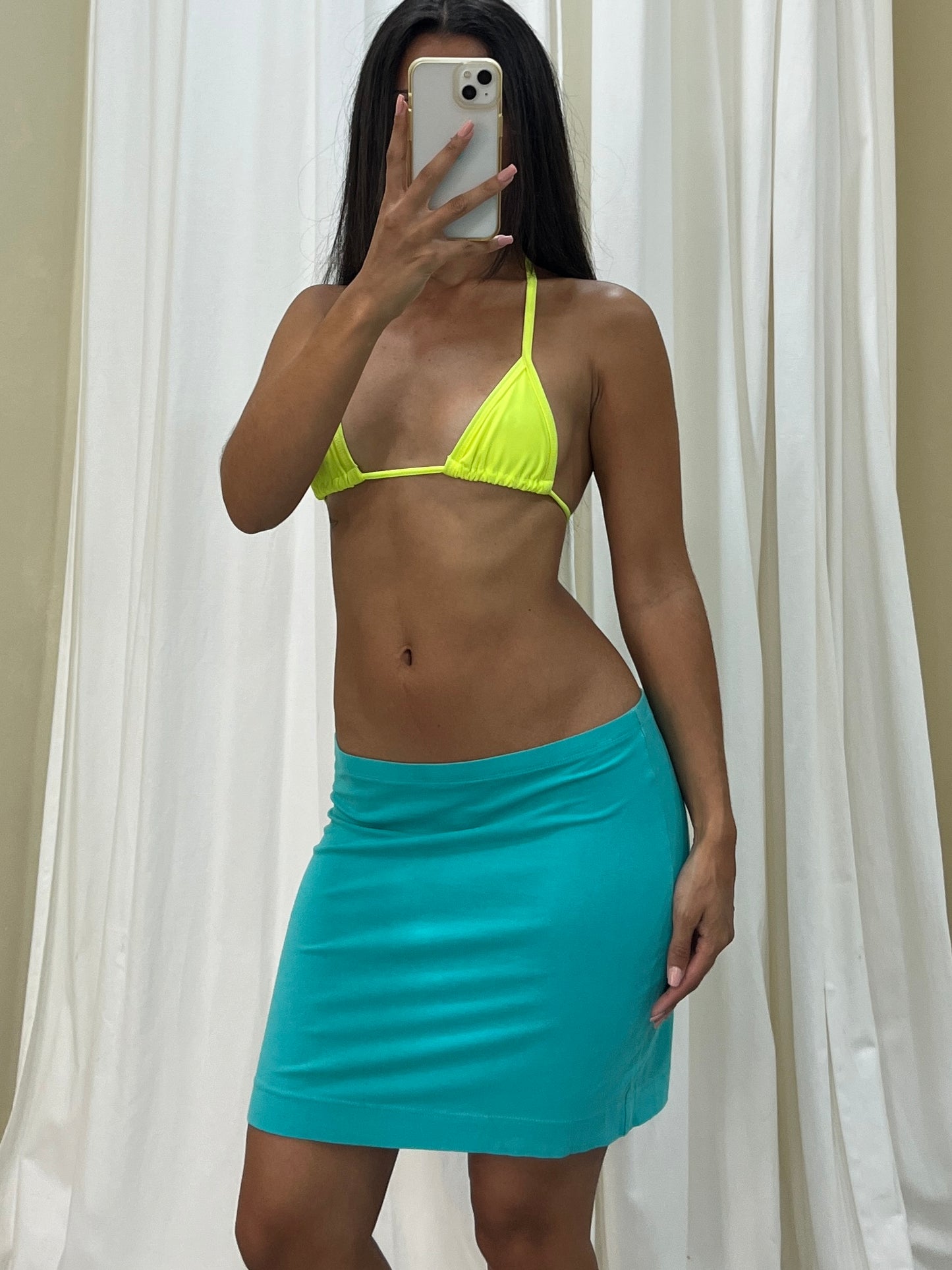 Vintage low raised turquoise skirt