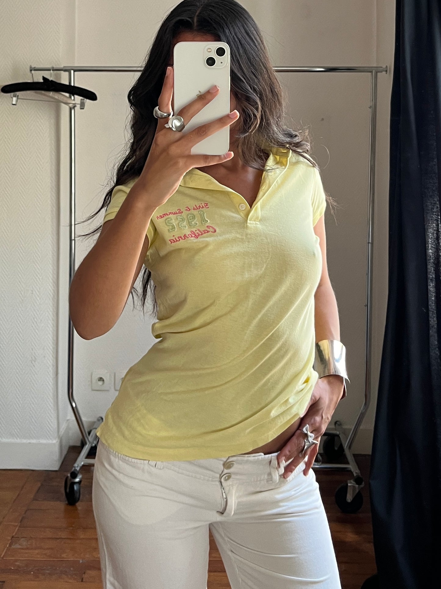 Vintage yellow summer polo shirt