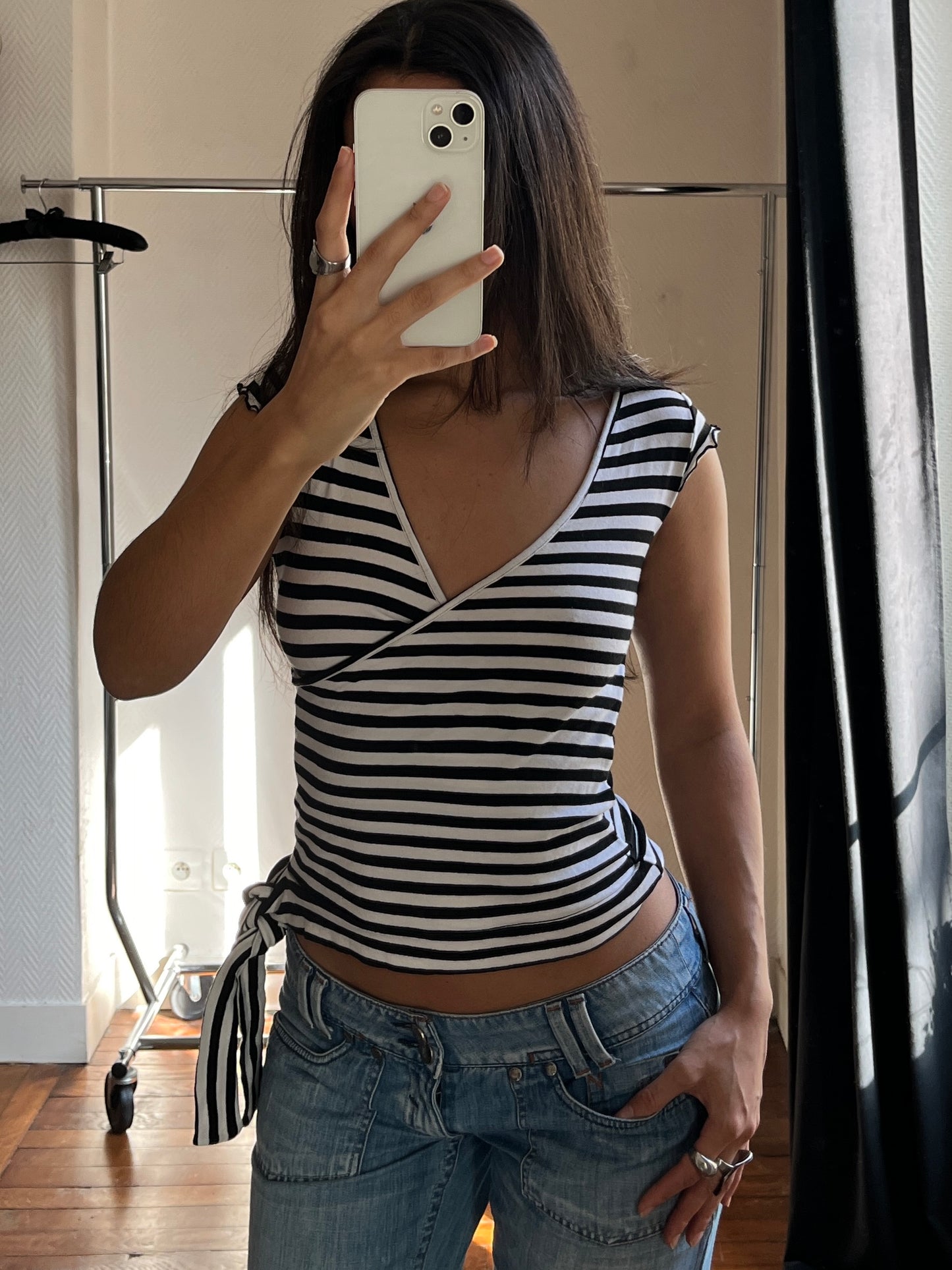 Vintage striped wrap up top
