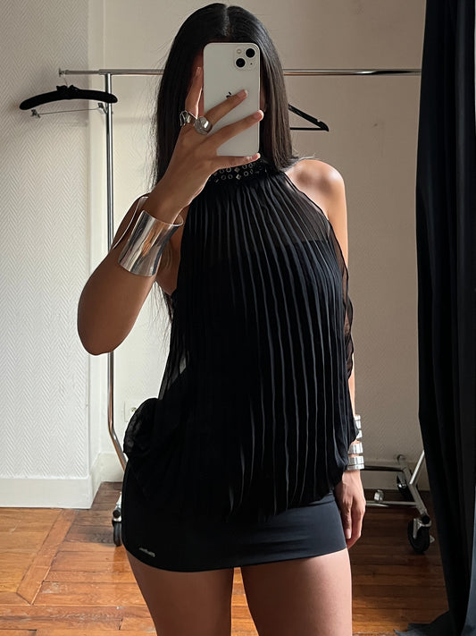Vintage halter black party dress