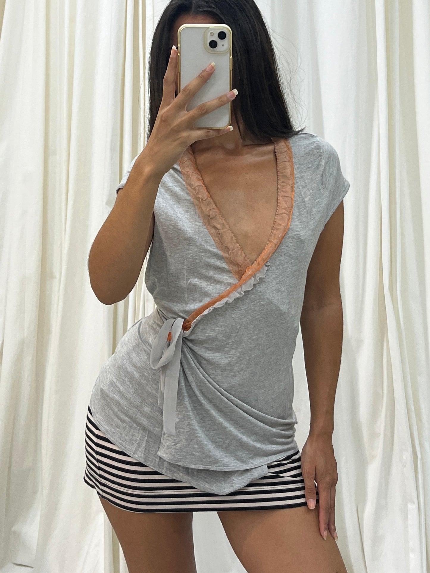 Vintage grey wrap up top