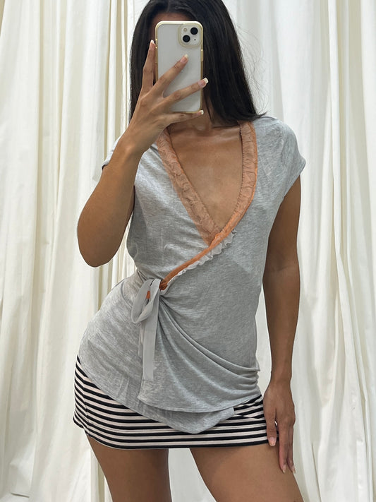 Vintage grey wrap up top