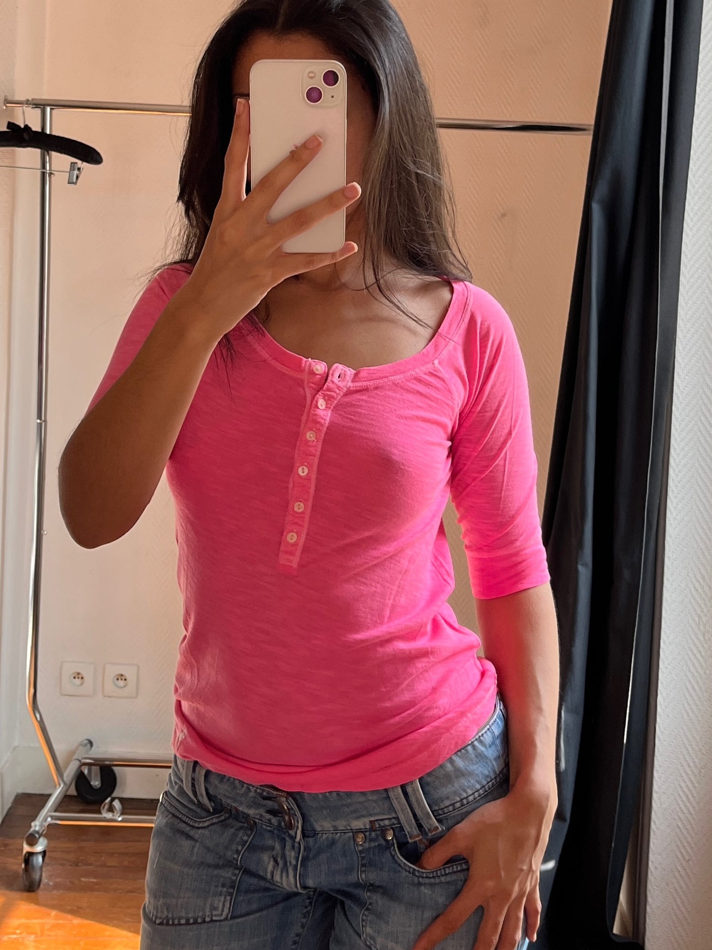 Vintage A&F neon pink 3/4 top