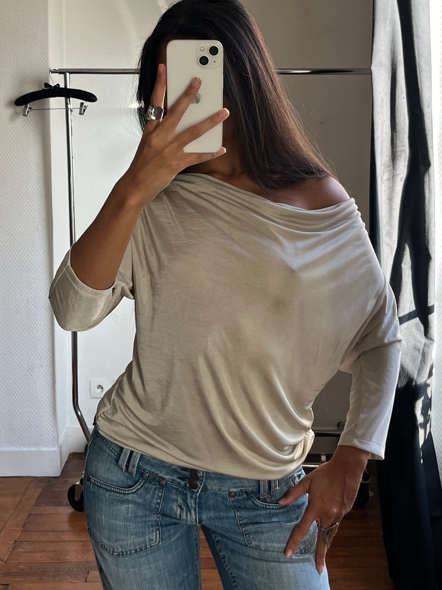 Vintage beige draped top