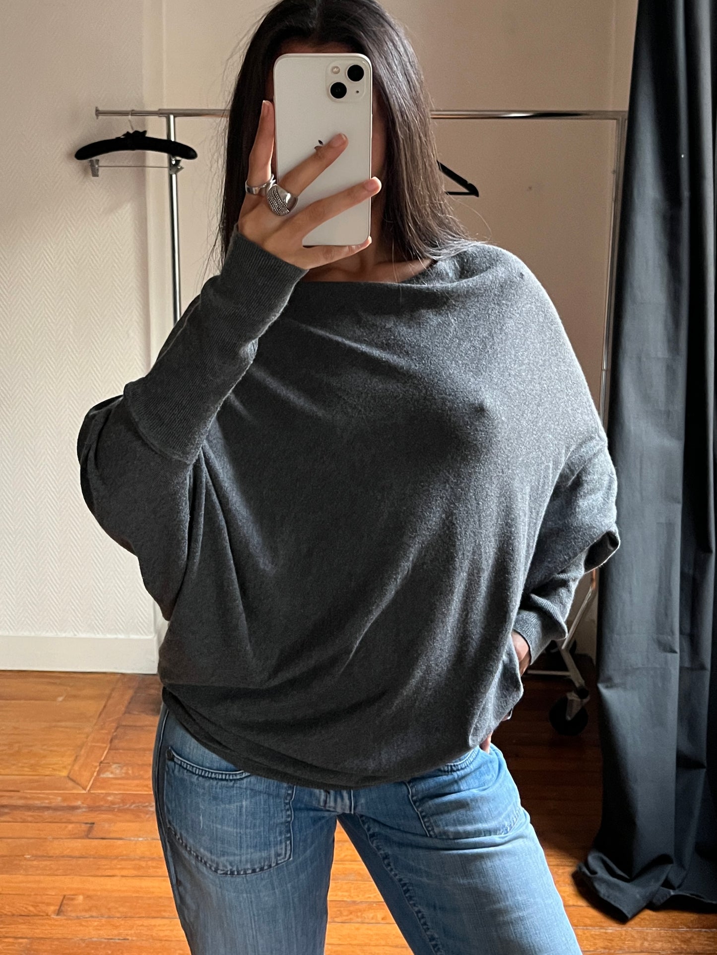 Vintage grey draped top