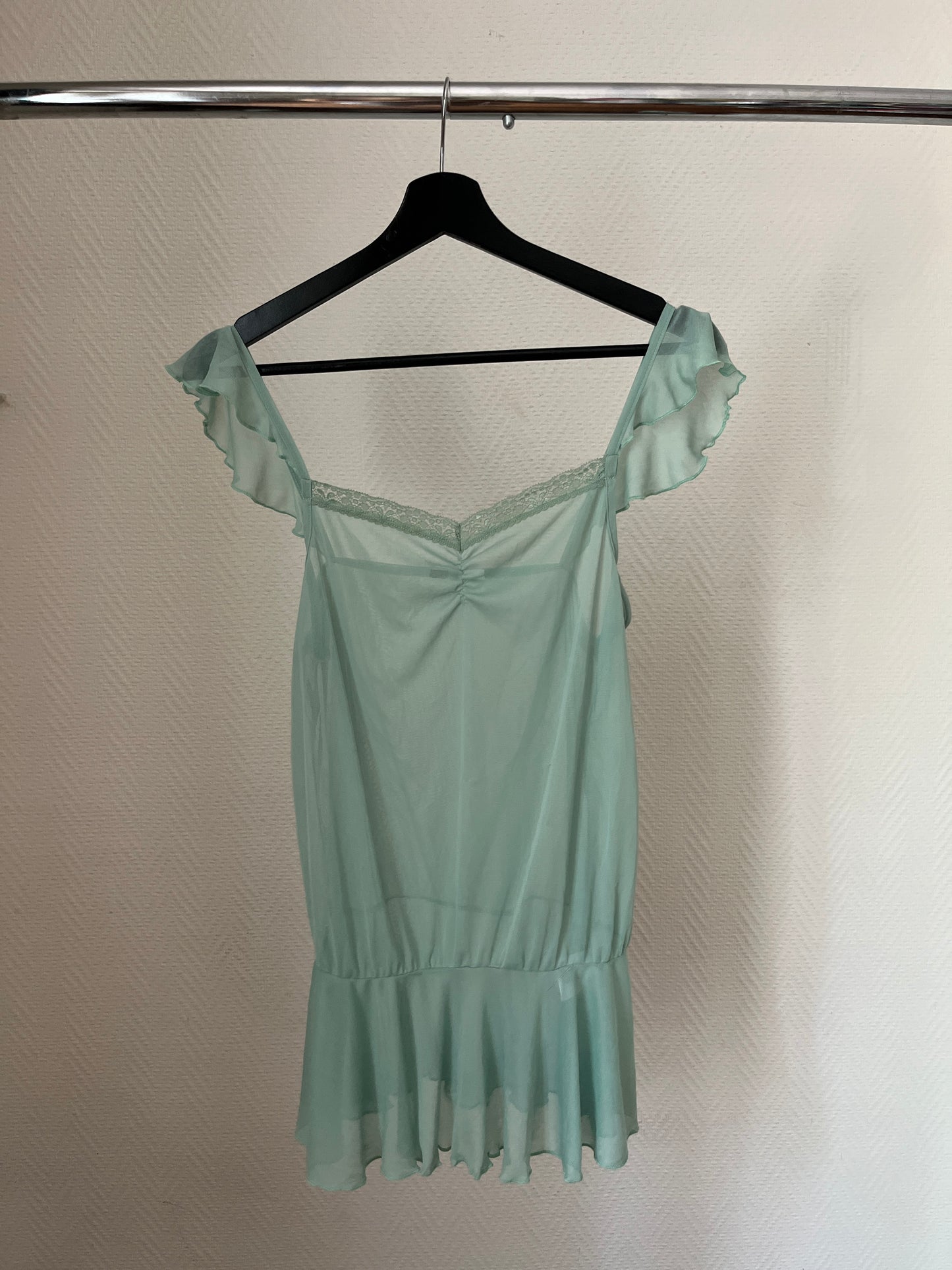 Vintage mint see through long top/mini dress