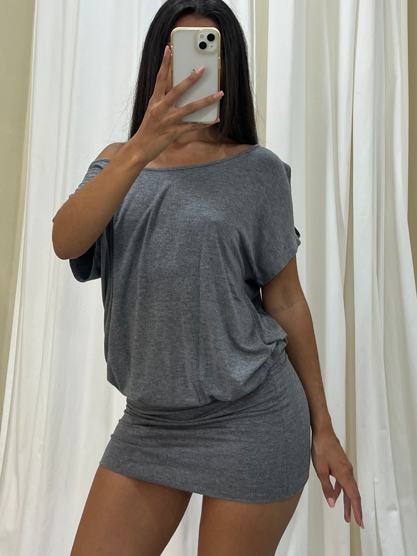 Vintage grey draped dress