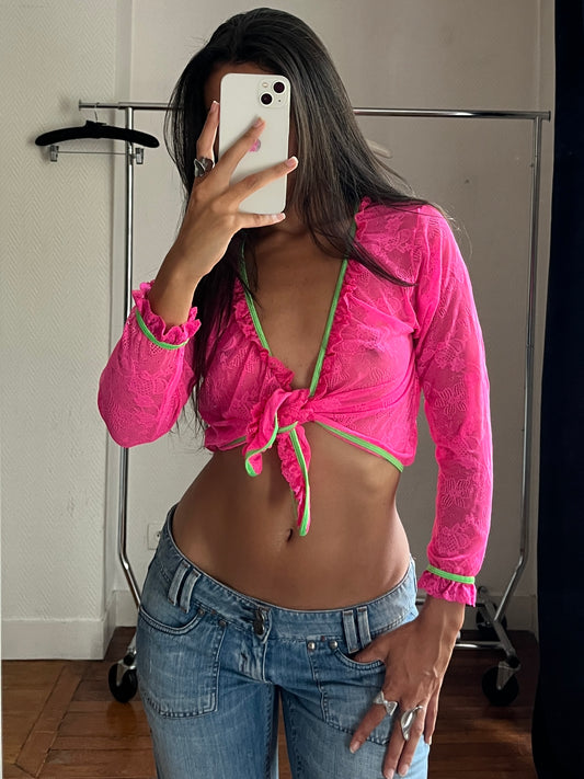 Vintage neon pink cardigan