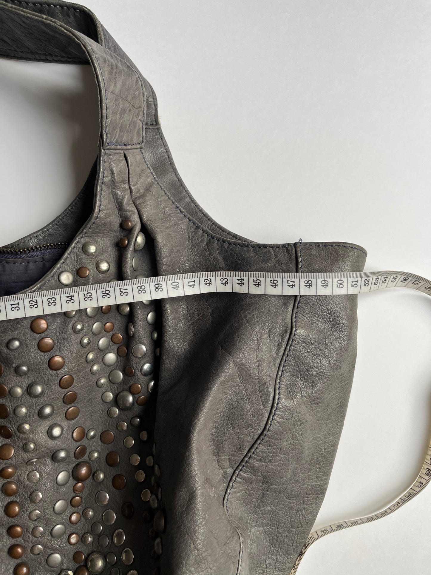 Vintage leather studded bag