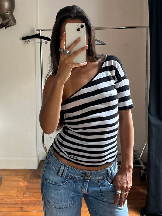 Vintage Sonia Rykiel asymmetrical striped top