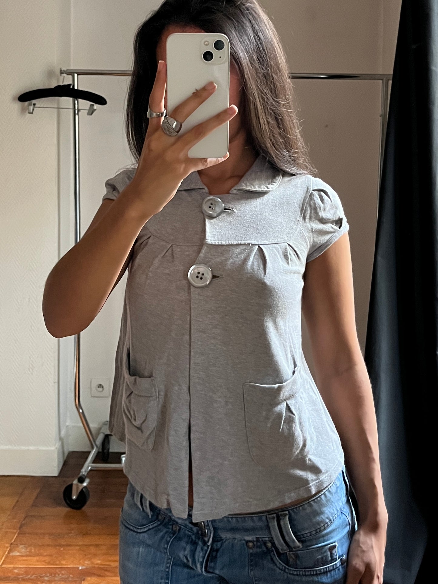 Vintage grey buttoned top