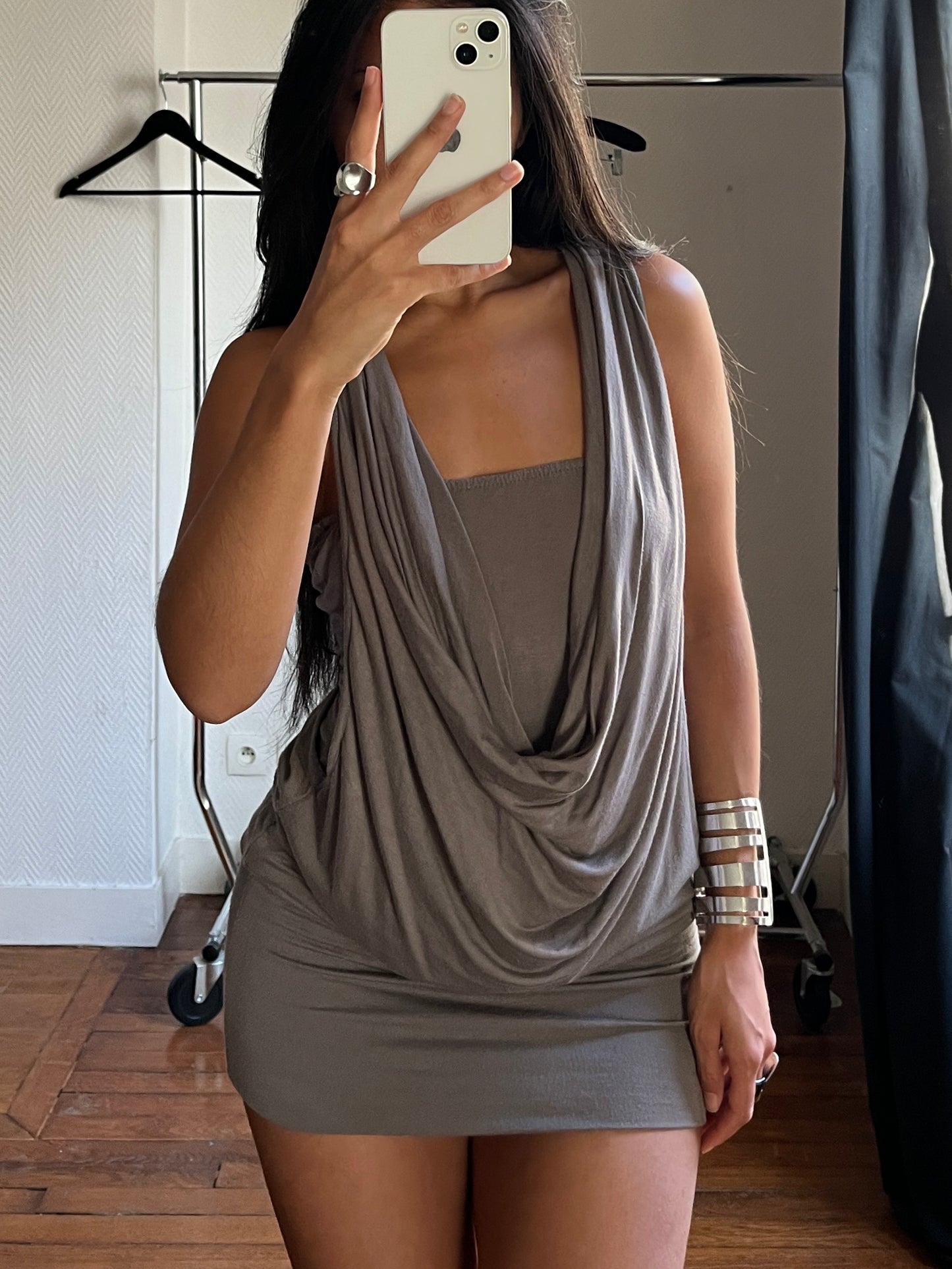 Vintage grey draped dress