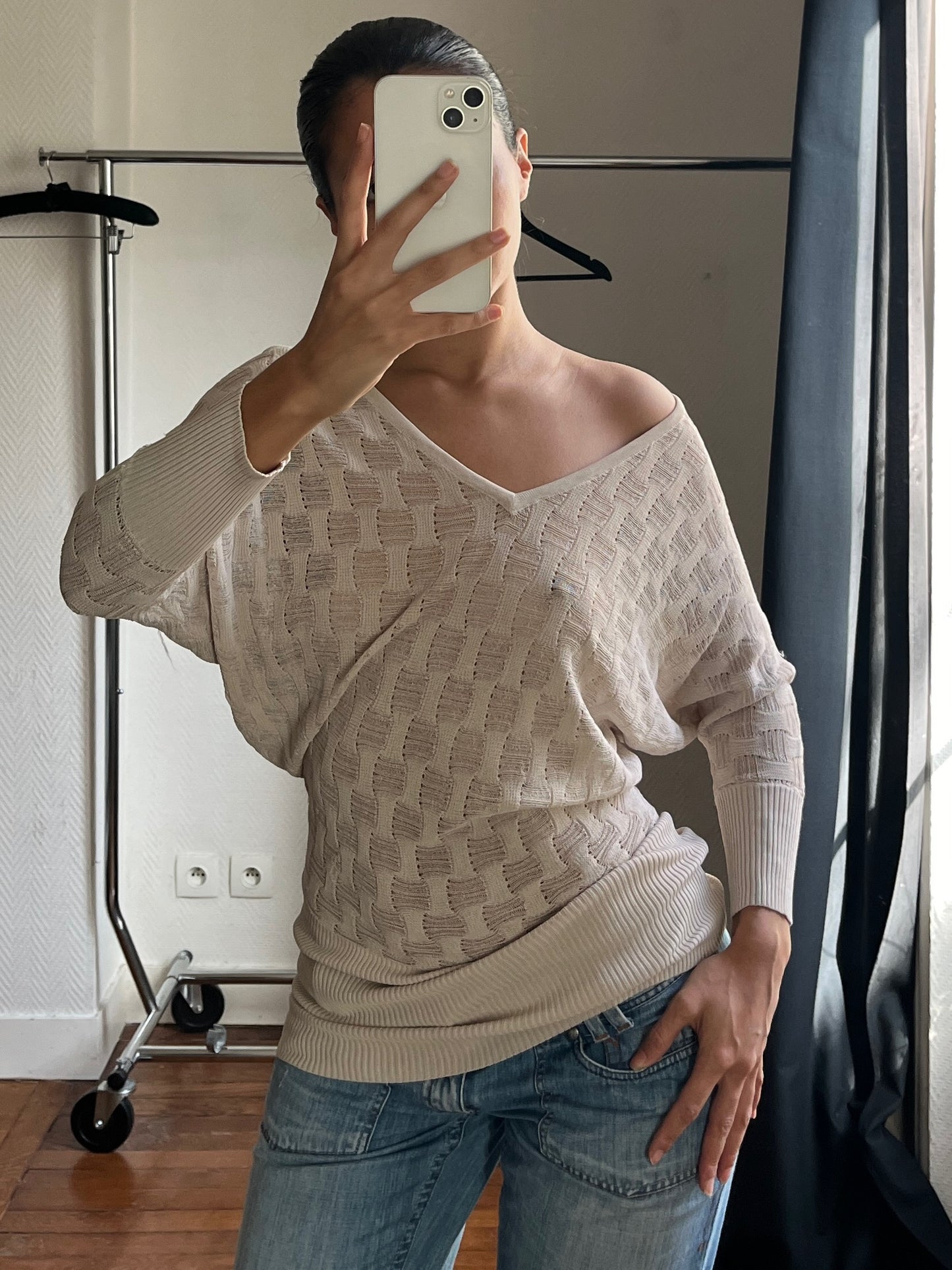 Vintage batwing beige top