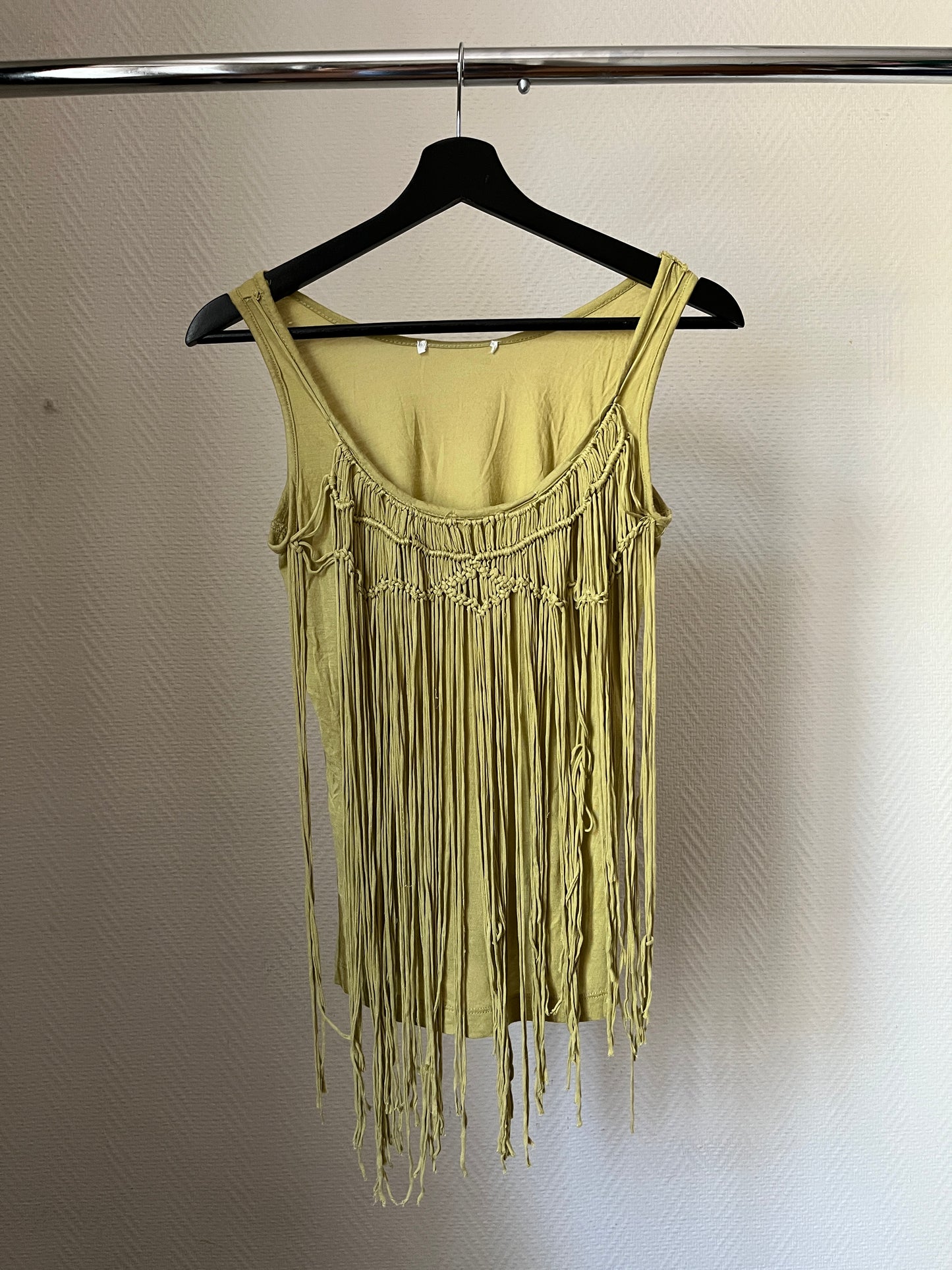 Vintage green fringed top
