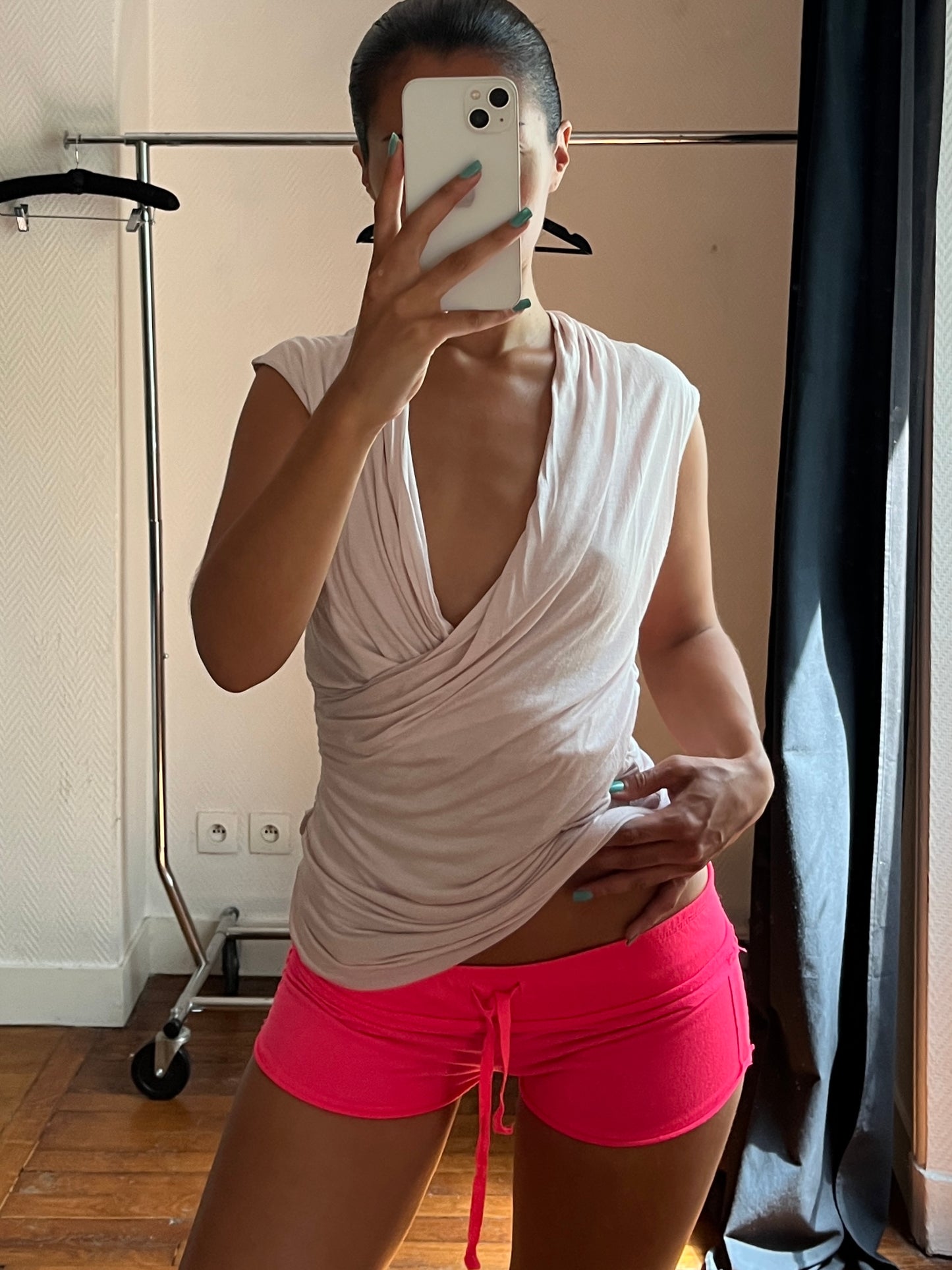 Vintage light pink draped top