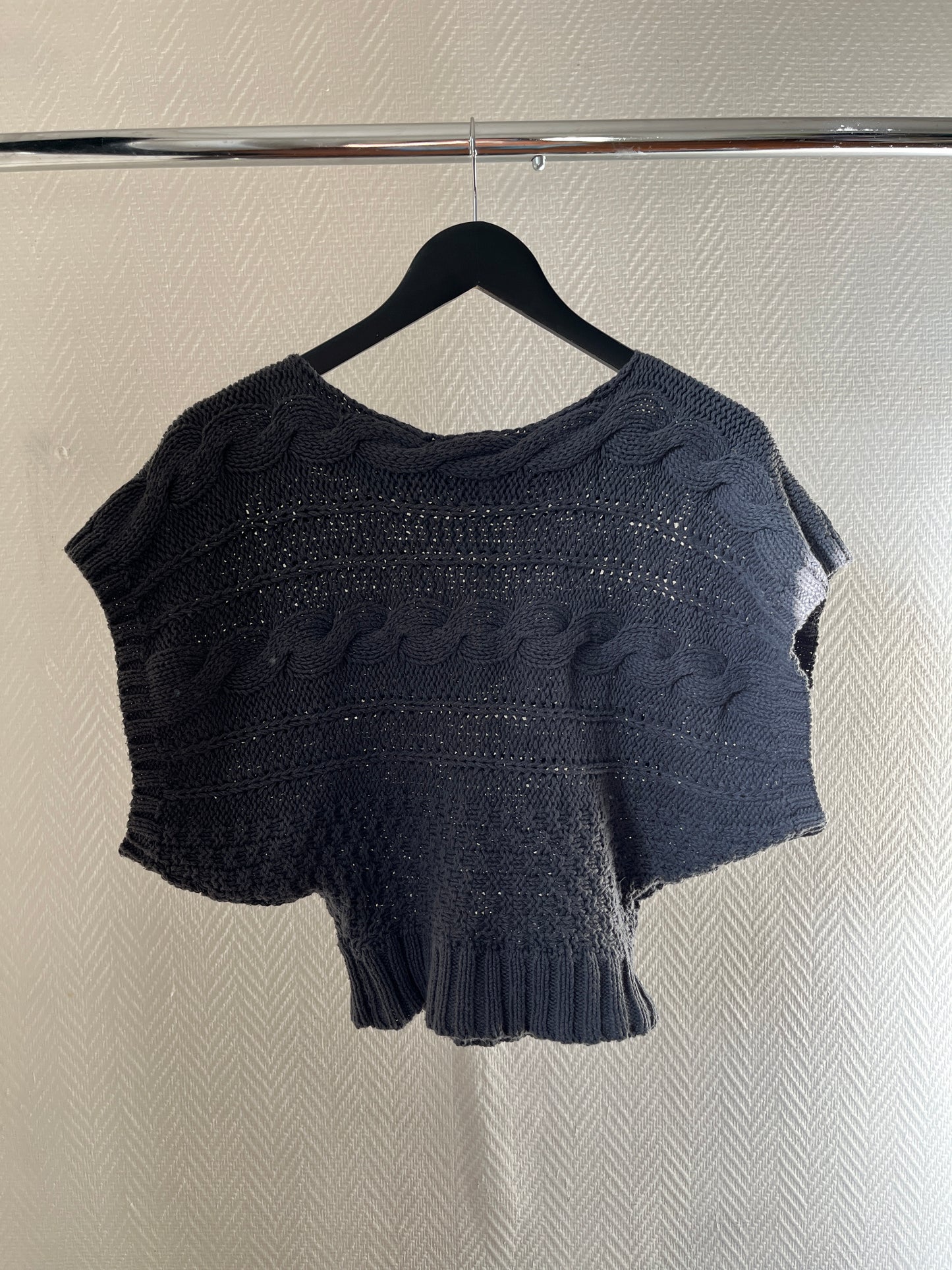 Vintage batwing knitted dark grey top