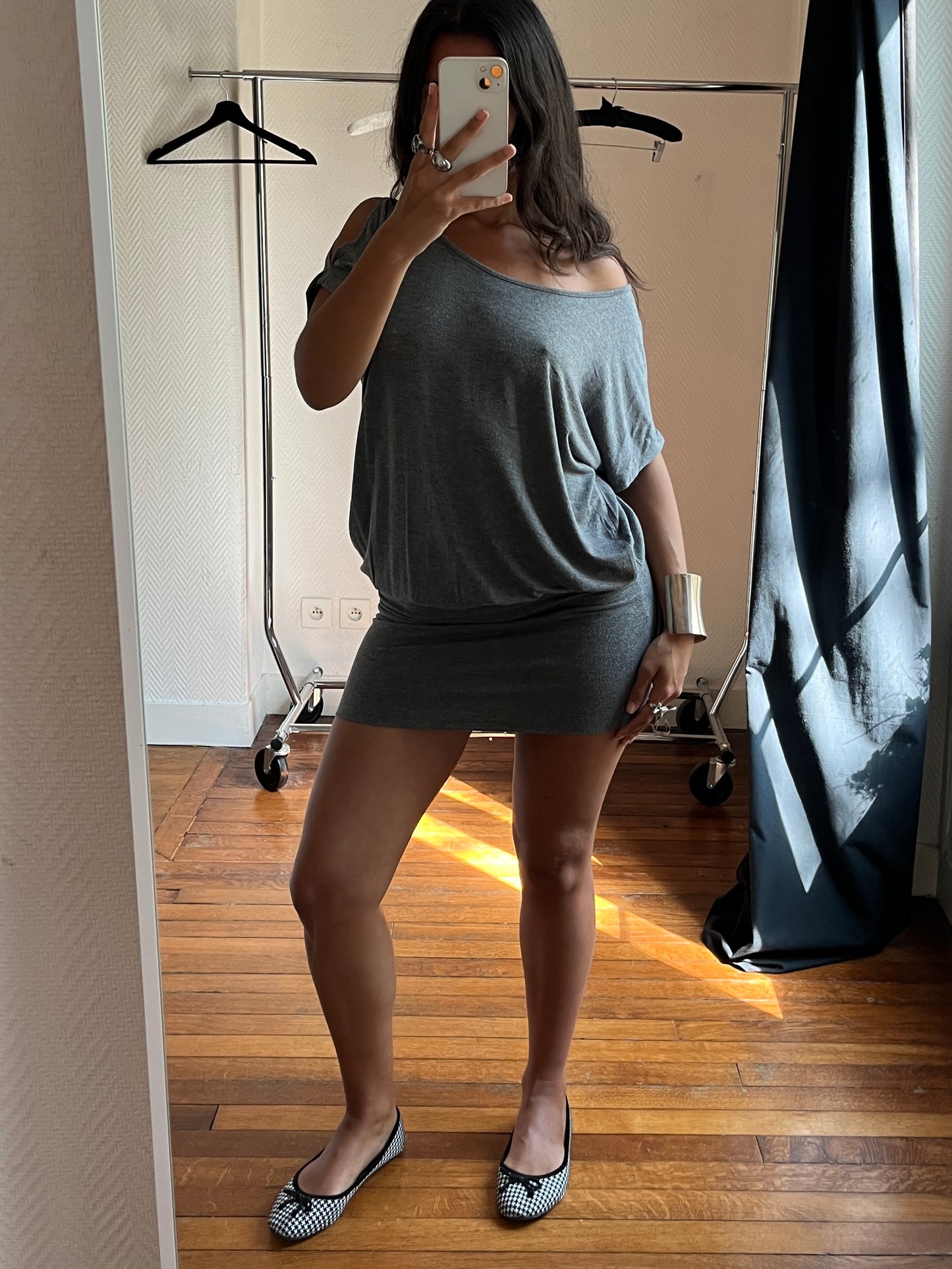 Vintage draped grey dress