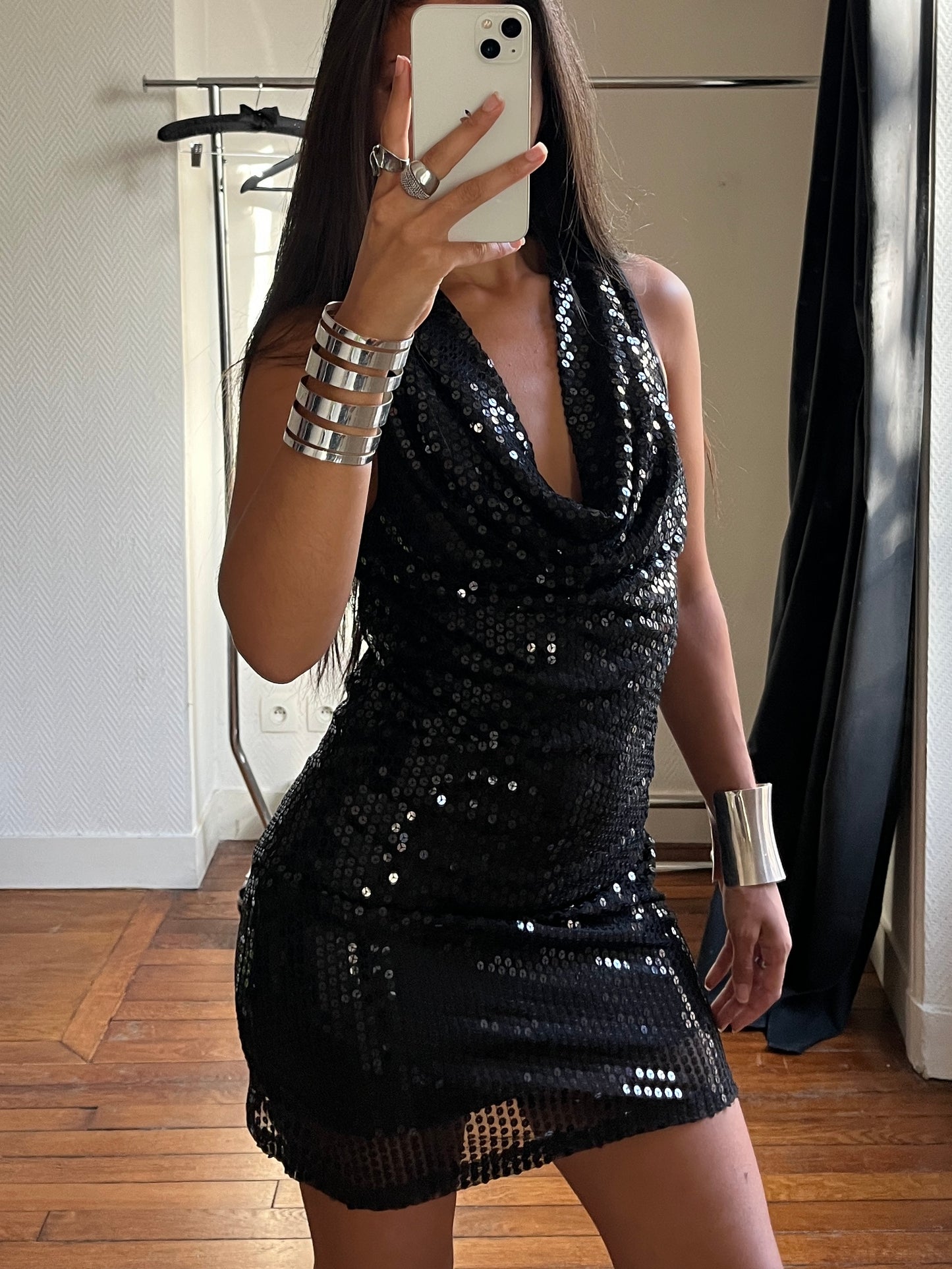 Vintage sequins halter dress