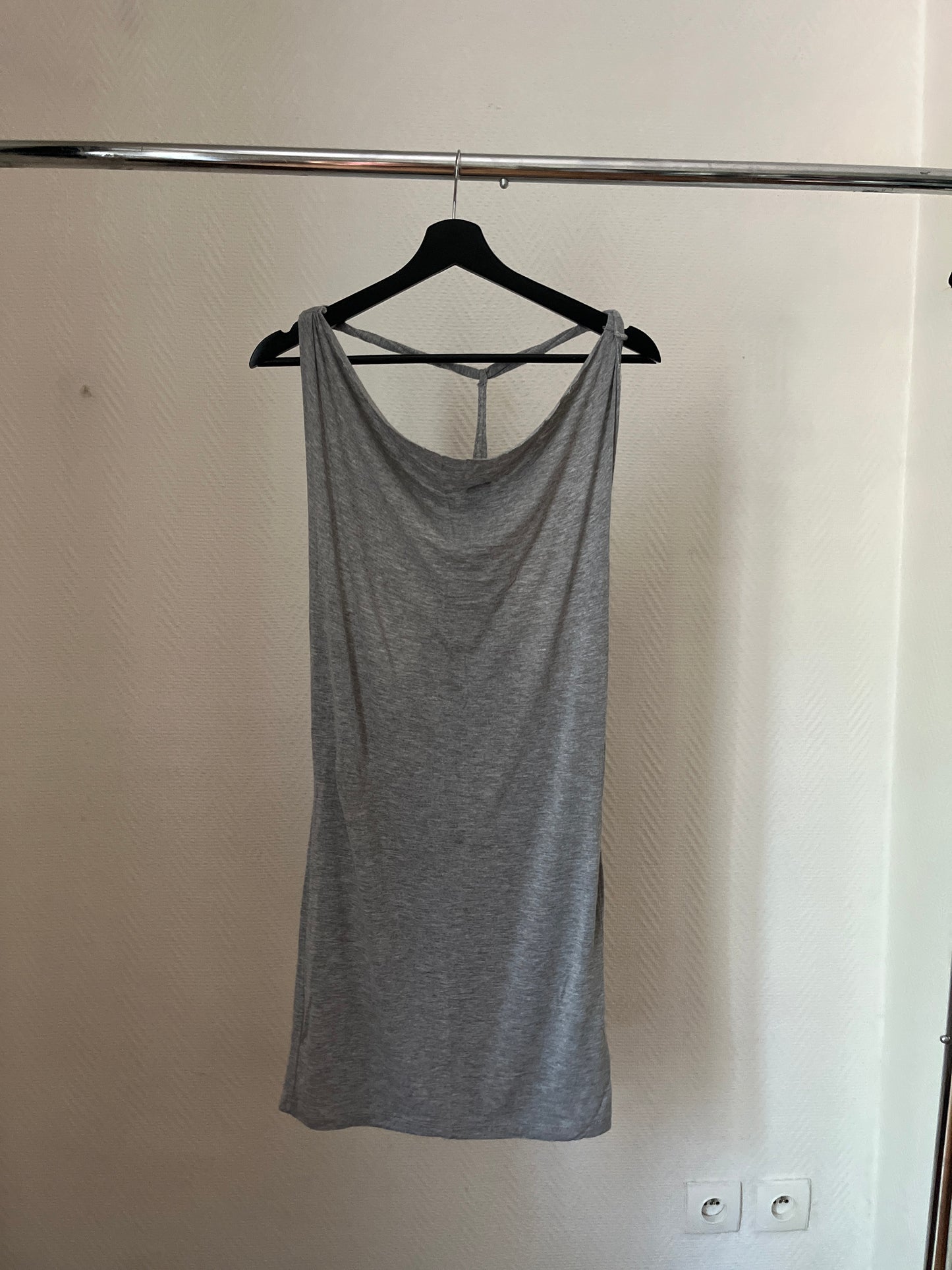 Vintage grey draped summer dress