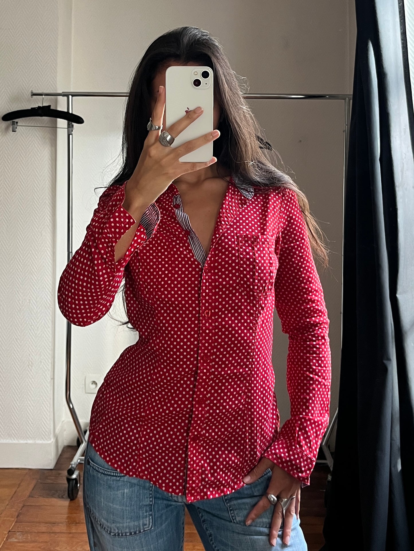 Vintage red polka dot shirt