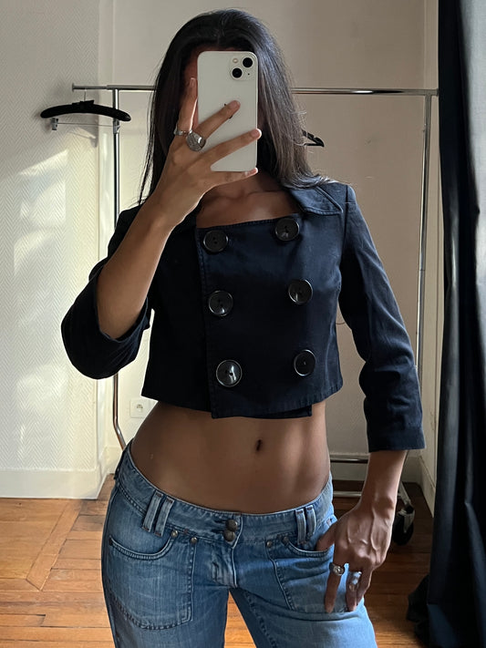 Vintage black short trench coat