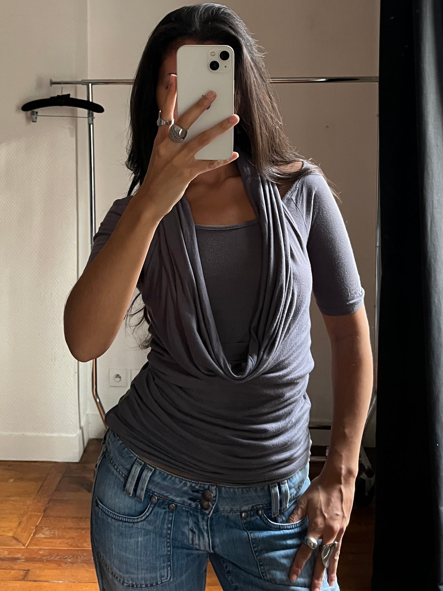 Vintage draped 2 in one top